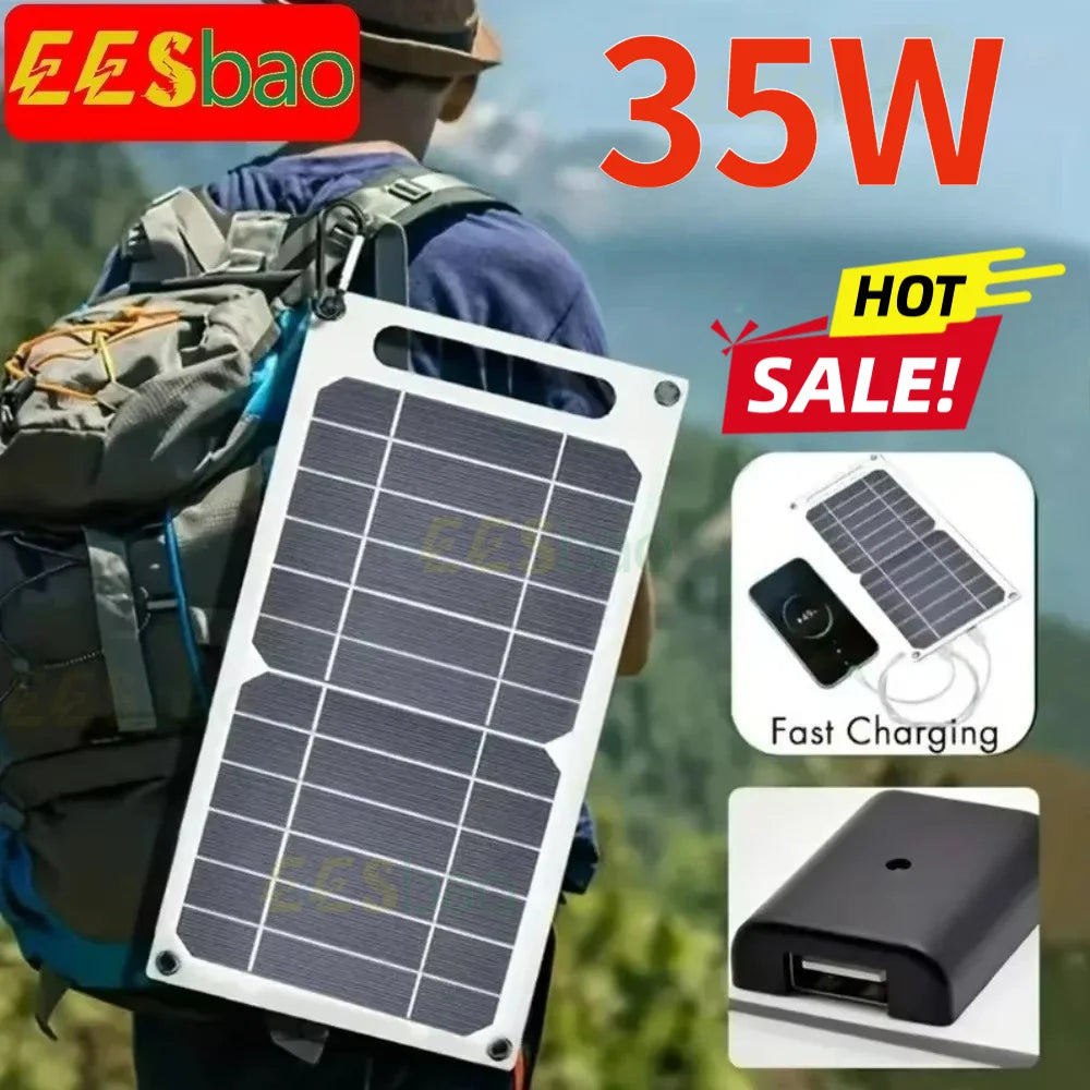 35W Portable Solar Panel - USB Solar Charger for Phones & Power Banks